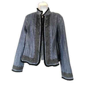 INC  denim with black  embroidery jacket size L